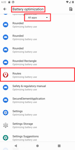 Select All Apps and find 'Routes'